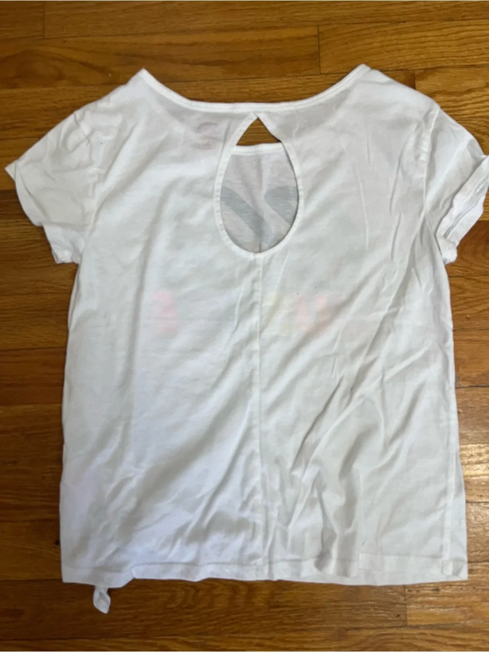 Justice White Short Sleeve Tee with Rainbow Logo